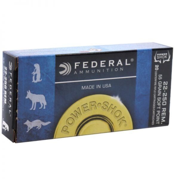 1000 Rounds Of Federal Power-Shok 22-250 Remington Ammo 55 Grain Soft Point