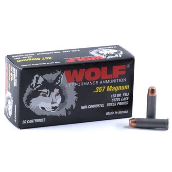 1000 Rounds Of Wolf Performance 357 Magnum Ammo 158 Grain Full Metal Jacket Steel Case