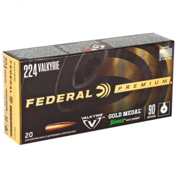 500 Rounds Of Federal Gold Medal 224 Valkyrie Ammo 90 Grain Sierra MatchKing