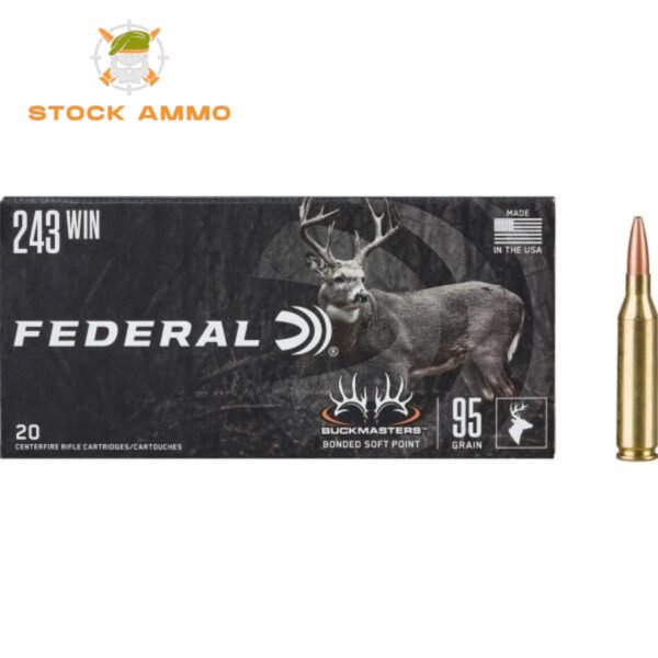 Federal Premium Buckmasters Bonded Soft Point .243 Winchester 95-Grain Centerfire Rifle Ammunition 500rds Online - Stock Ammo