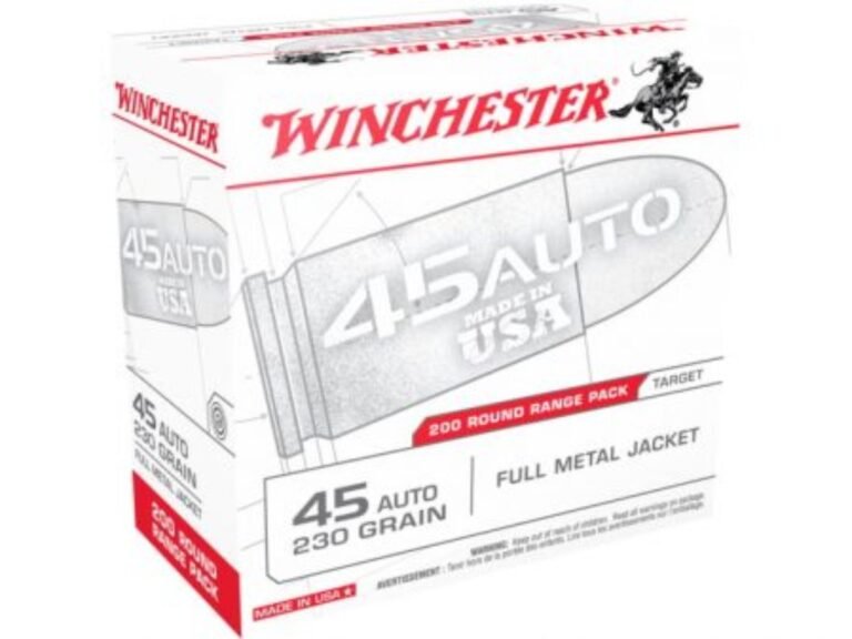 Winchester USA HANDGUN .45 ACP 230 grain Full Metal Jacket Brass Cased-500Rnds